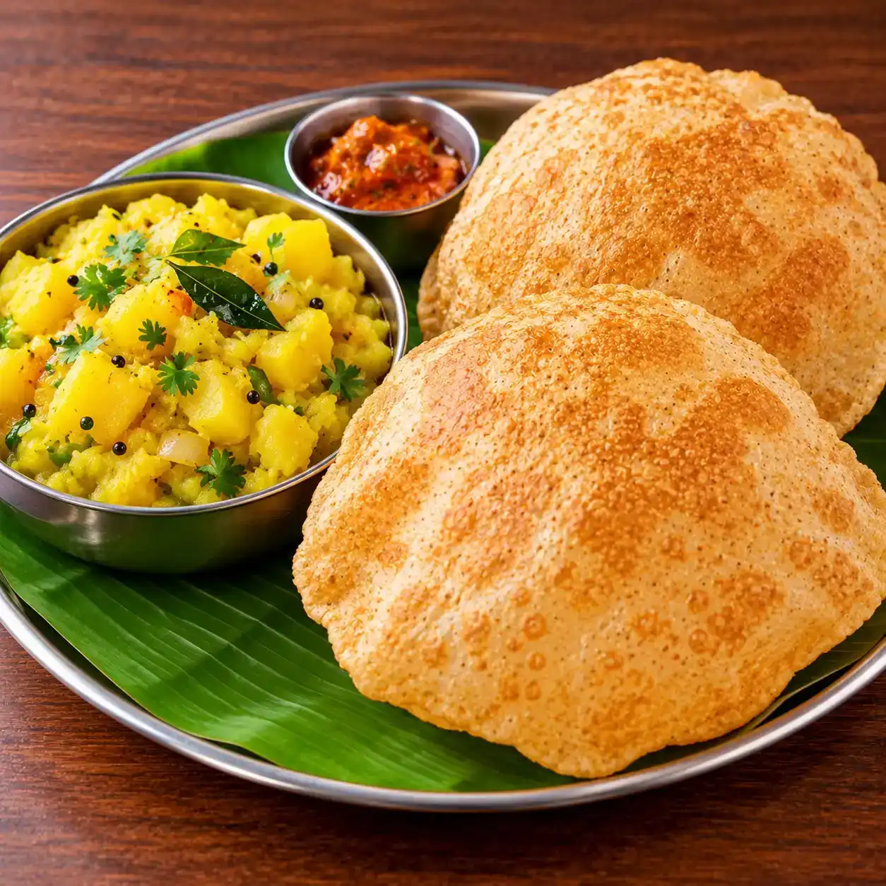Poori Bhaji — Savor the comforting embrace of golden, puffed pooris, so light and at Apna Bazar - Eatery